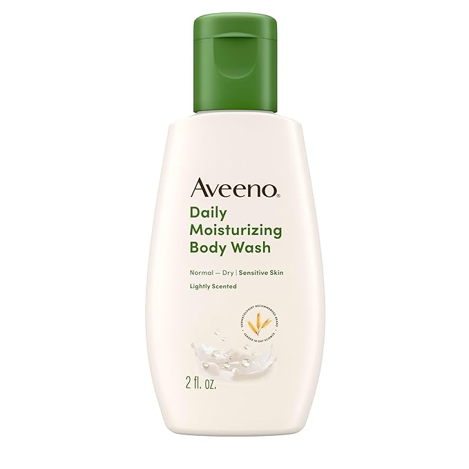 Aveeno Aveeno Daily Moisturizing Body Wash for Dry & Sensitive Skin + Prebiotic Oat, Shower Body Wash Gently Cleanses & Nourishes Dry Skin, Lightly Scented, Travel-Sized, 2 fl. oz Moisturiser