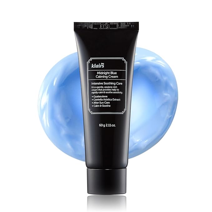 DearKlairs DearKlairs Midnight Blue Calming Cream | Face Moisturizer for Redness Relief, Guaiazulene, EGF & Ceramide, Non-Greasy Post-Treatment Recovery, Korean Vegan Skincare for Sensitive Skin, 2.11 oz Korean Moisturiser