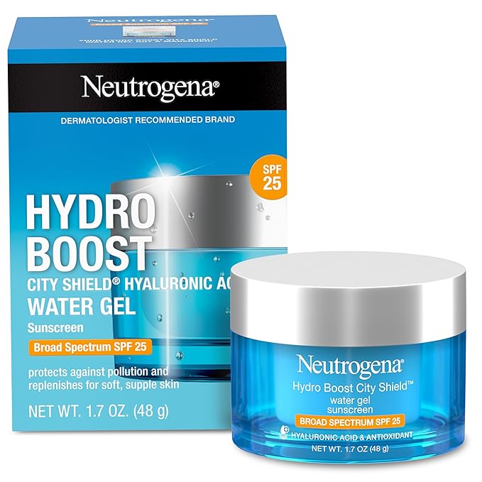 Neutrogena Neutrogena Hydro Boost City Shield Water Gel Face Moisturizer with Broad Spectrum SPF 25, Hydrating Facial Sunscreen with Hyaluronic Acid, Oil-Free and Non-Comedogenic Face Lotion, 1.7 oz Sunscreen