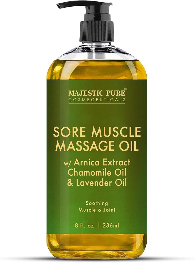 Majestic Pure MAJESTIC PURE Arnica Sore Muscle Massage Oil for Massage Therapy - Refreshing and Relaxing - Natural Oils with Lavender & Chamomile Essential Oils - All Skin Types - Men & Women Massage Lotion-8 fl oz Korean face wash