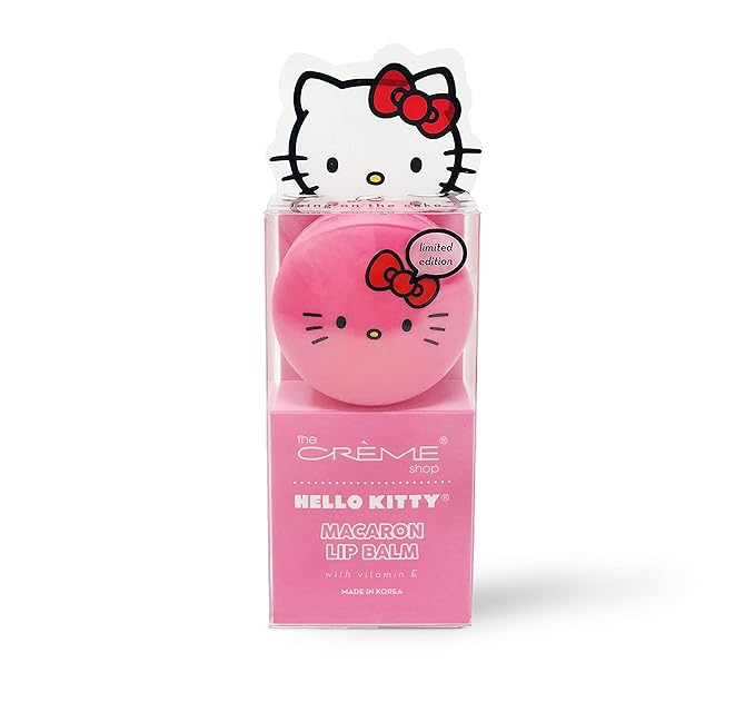 The Crème Shop The Crème Shop x Sanrio Hello Kitty Macaron Lip Balm (Hello Kitty Icing On The Cake) Korean Cute Scented Pocket Portable Soothing Advanced Must-Have on-the-go skincare
