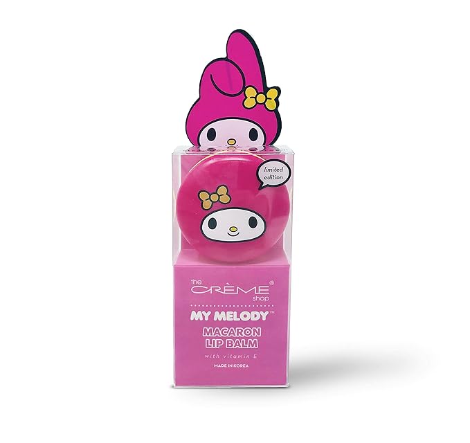 The Crème Shop The Crème Shop x Sanrio Hello Kitty Macaron Lip Balm (My Melody Strawberry Ice Cream) Korean Cute Scented Pocket Portable Soothing Advanced Must-Have on-The-go Moisturiser