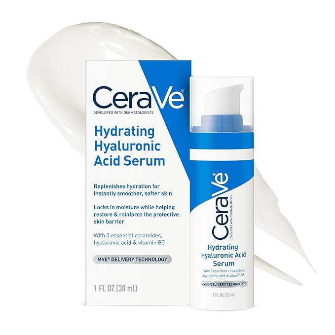 CeraVe Cerave Hyaluronic Acid Serum for Face with Vitamin B5 and Ceramides, Hydrating Face Serum for Dry Skin, Fragrance Free, 1 Ounce Serum