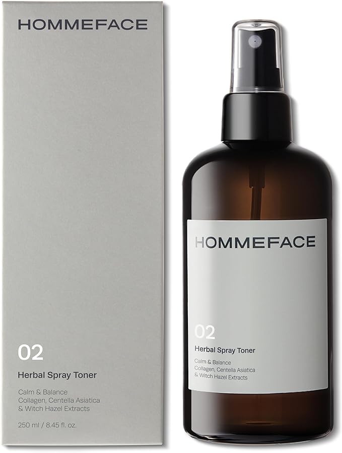 HommeFace HOMMEFACE Men’s Herbal Spray Face Toner - Alcohol-Free, Hydrating & Balancing Facial Mist - Korean Skincare Technology with Witch Hazel, CICA Extract, Hyaluronic Acid, 8.45 fl oz Toner