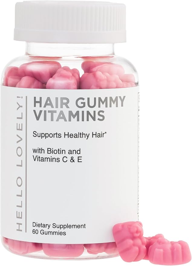 Hello Lovely! Hair Vitamins Gummies for Women for Hair Growth - with Biotin 5000 mcg, Vitamin E, C, & Zinc - Best Gummy Vitamin Supplement - Supports Faster Hair Growth & Stronger Nails, Berry Flavor - 60 Gummies skincare