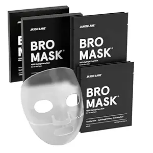 JAXON LANE JAXON LANE BRO MASK Premium Korean Face Mask for Men (4 x 1 Pack) - Anti Aging Sheet Masks w/Hydrogel, Vitamin C, Hydrolyzed Collagen, & Hyaluronic Acid - Perfect Skin Care for Men Korean face wash
