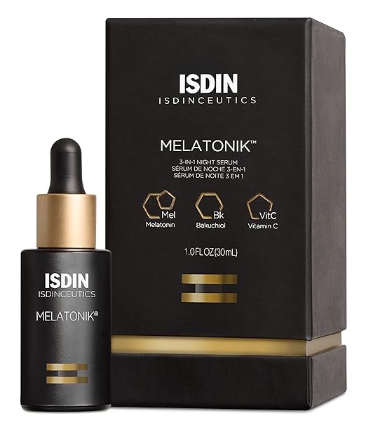 ISDIN Melatonik, Overnight Recovery Anti-Aging Benefits Night Serum, 3-in-1 Repairs, Restores and Brightens with Melatonin, Bakuchiol, Vitamin C Serum