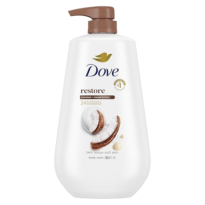 Dove Dove Body Wash with Pump Restore Coconut & Cocoa Butter for 24hr Lotion-Soft Skin Moisturizing Skin Cleanser with No Sulfates No Parabens 30.6 Oz Korean face wash