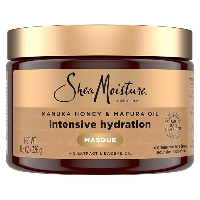 Shea Moisture SheaMoisture Intensive Hydration Hair Masque Manuka Honey & Mafura Oil For Dry, Damaged Hair Deep Conditioning Hair Treatment 11.5 oz Moisturiser