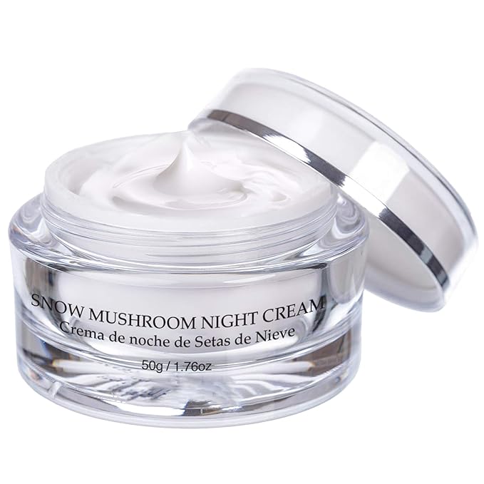 Vivo Per Lei Vivo Per Lei Snow Mushroom & Peony Night Moisturizer - Anti Wrinkle Cream for Sensitive Skin - Anti Aging Night Cream with Shea Butter & Collagen - Paraben Free Moisturizer for Skin Woes - 50g Moisturiser