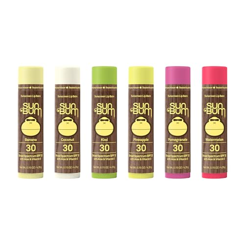 Sun Bum Sun Bum Lip Balm | SPF 30 | 0.15 Ounce Stick | Broad Spectrum UVA, UVB Protection, Paraben Free, Gluten Free, Vegan | The Originals Variety Pack | 6 Pack Sunscreen