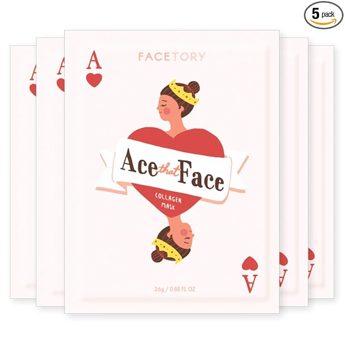 FACETORY FACETORY K Beauty Face Mask Skin Care - ACE THAT FACE FIRMING COLLAGEN Sheet Mask with Collagen & Mushroom Extract | Collagen Face Mask Plumping Glowing Skin (5 Pack) Sheet Mask