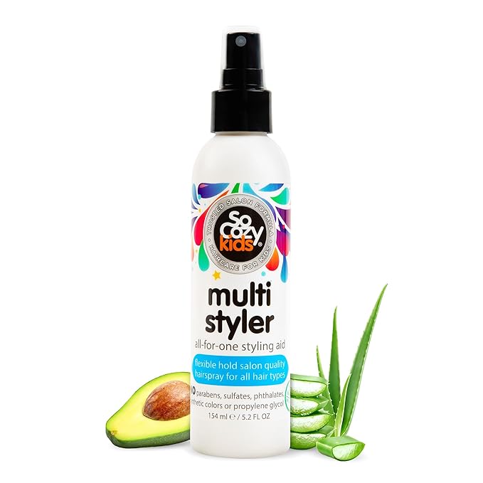 SO COZY SoCozy Multi Styler, Styling Hair Spray for Kids, Safe for Everyday Use (5.2 Fl Oz) Holds Like a Light Gel, Gentle Formula with Quinoa, Vitamin B5 & Aloe, No Parabens, Sulfates or Synthetic Colors skincare