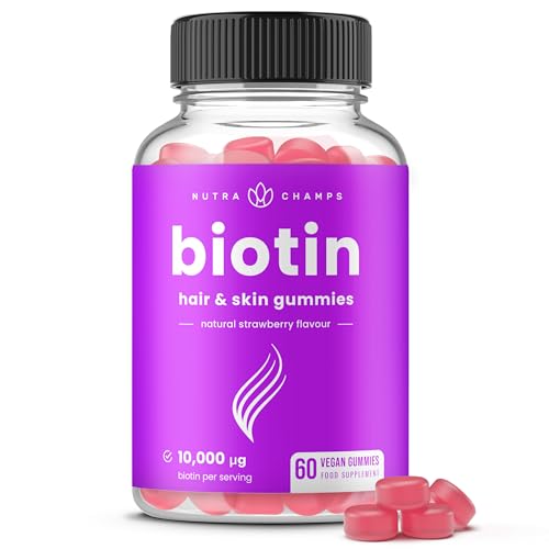 NutraChamps NutraChamps Biotin Gummies 10000mcg [High Potency] for Healthy Hair, Skin & Nails Vitamins for Women, Men & Kids - 5000mcg in Each Hair Vitamins Gummy - Vegan, Non-GMO, Hair Health Supplement skincare