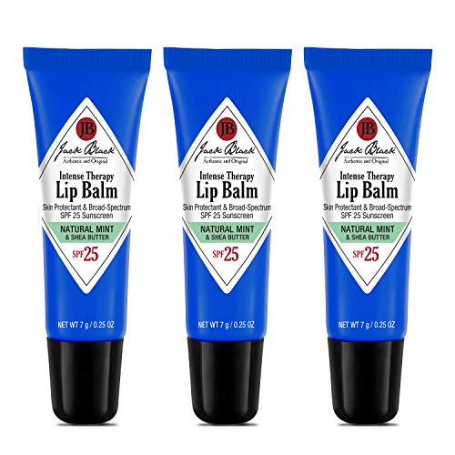 Jack Black Jack Black Intense Therapy Lip Balm, 0.25-Oz., Pack of 3 – Natural Mint & Shea Butter, SPF 25 Sun Protection, Lip Moisturizer, Hydrating Lip Balm with SPF, Long Lasting Treatment Sunscreen