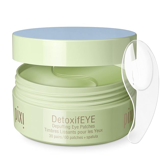 Pixi Pixi DetoxifEYE Depuffing Hydrogel Under-Eye Patches, Cucumber, Hyaluronic Acid & Caffeine for Puffy Eyes and Dark Circles, Hydrate Eye Area, 30 Pairs, 60 Patches skincare