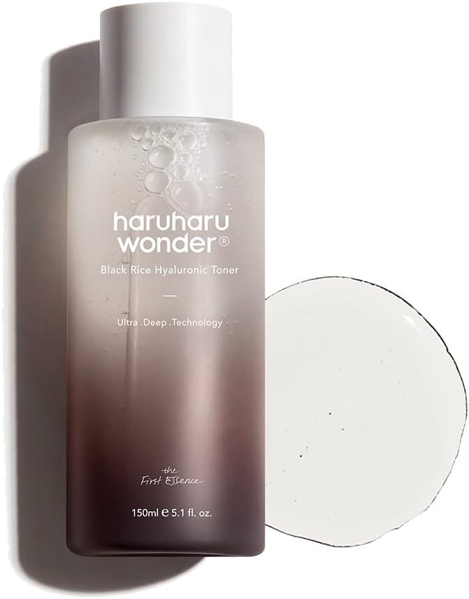 HARUHARU haruharu Wonder Black Rice Hyaluronic Toner, Deep Hydration, Glass Skin, Hyaluronic Acid, Lavender Oil, Skin Plumpling, Korean Skincare, Vegan, Cruelty-Free, 5.1 fl.oz Korean face wash