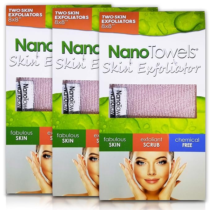 Life Miracle Nano Towels Skin Exfoliating Cleanser | Personal Microdermabrasion Face Wash, Pore Toner & Body Scrub Cloth | Chemical Free Dead Skin and Blackhead Remover. Korean Skin Care Secret | 6 Exfoliators Exfoliator