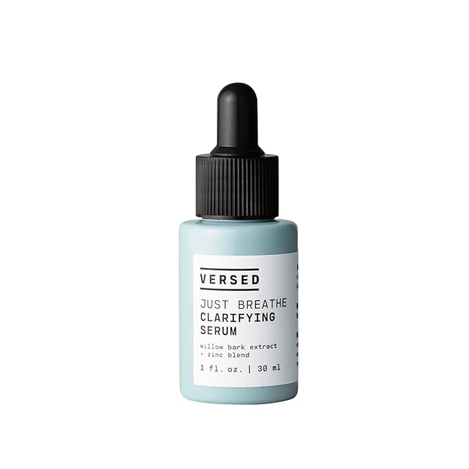 Versed Versed Just Breathe Clarifying Facial Serum - Blend of Antioxidants, Niacinamide, White Willow and Zinc Helps Reduce Blemishes, Decongest Pores and Soothe Redness - Vegan Acne Serum (1 fl oz) Serum
