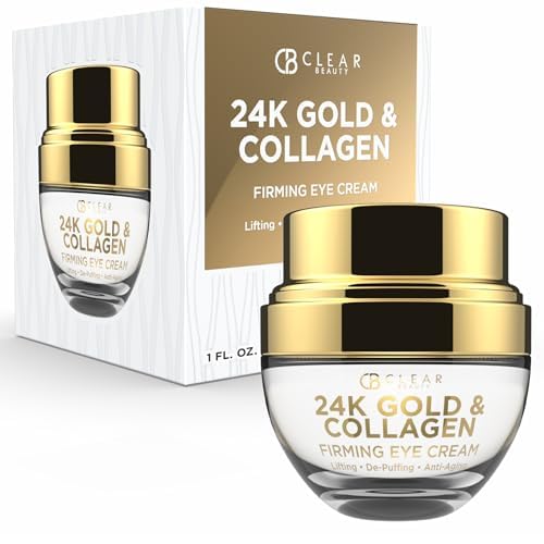 Clear Beauty Clear Beauty 24k Gold & Collagen Under Eye Cream - Hydrating, Firming & Anti-Aging - Dermatologist Tested, Clean Beauty & Cruelty-Free Korean Skin Care for All Skin Types - 1 Fl. Oz Eye Cream