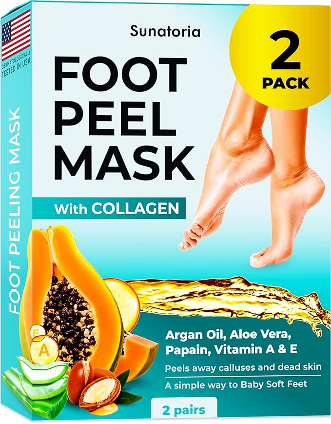 SUNATORIA SUNATORIA Foot Peeling Mask (2 Pack) – Exfoliating Foot Mask for Dry Cracked Feet & Calluses – Baby Soft Touch Foot Peel Mask with Aloe Vera – Peeling Socks for Men & Women Korean face wash