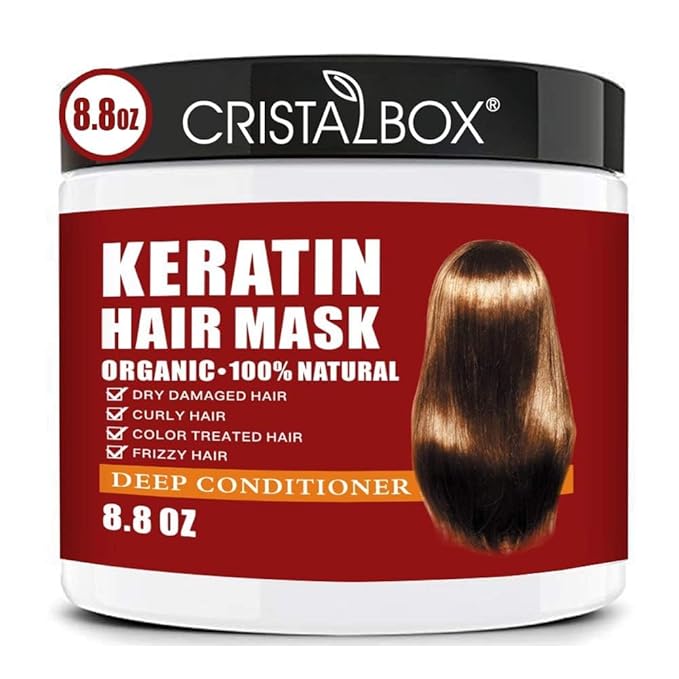 CRISTALBOX Keratin Hair Mask,Keratin Hair Treatment 250g Hair Mask for Dry Damaged Hair,Deep Conditioning Hair Treatment Mask Repair Treatment Damage Hair Root,Natural Deep Conditioner Hydrating Hair Care Gifts skincare