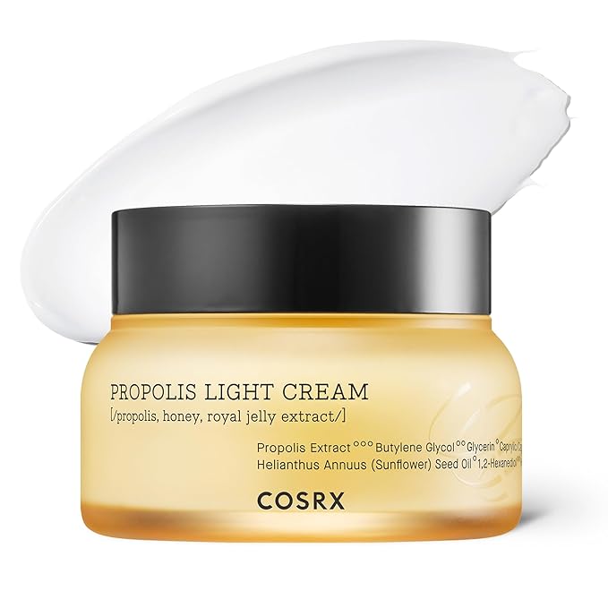 COSRX COSRX Full Fit Propolis Light Cream, 2.19 Fl.oz / 65ml, Propolis 64.5%, Hydrating Daily Day and Night Moisturiser, Korean Skin Care, Not Tested on Animals Korean Moisturiser