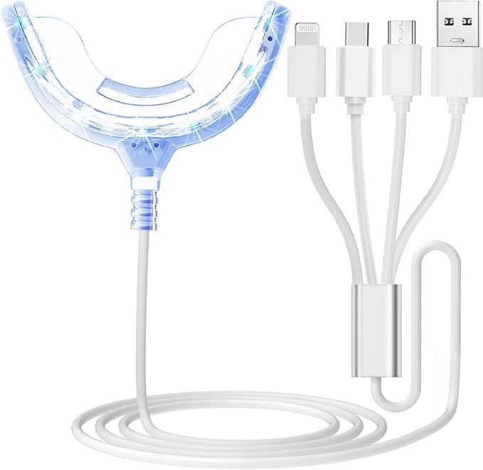 PHOEBE Teeth Whitening Accelerator Light, 16x More Powerful Blue LED Light, Mouth Tray Teeth Whitening Enhancer Light Trays Connected with iPhone/Type-C/Micro-USB Android/USB for Home Use skincare
