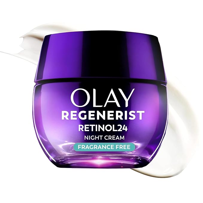 Olay Olay Retinol Night Cream for Women, Anti-Aging Face Moisturizer, Fragrance-Free, Non Greasy - Anti-Wrinkle, Smooth Fine Lines, Hydrating Skin Care - Triple Collagen Cream, Peptide, Niacinamide, 1.7oz Moisturiser