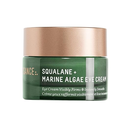 BIOSSANCE Squalane and Marine Algae Eye Cream - Anti-Aging Under Eye Cream for Fine Lines, Wrinkles, and Puffiness - Hydrating & Lifting Formula with Hyaluronic Acid and Paracress Extract - 0.5 Ounce Eye Cream