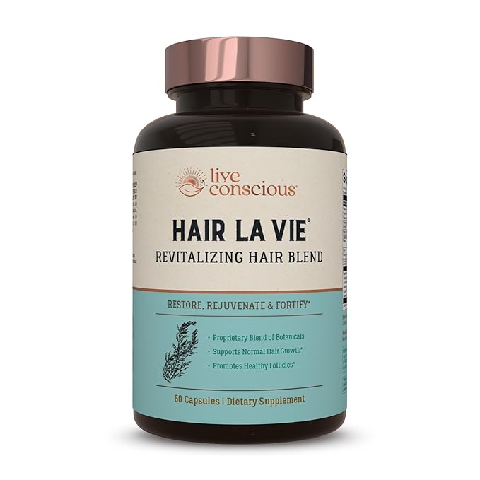 Hair La Vie Hair La Vie Live Conscious Revitalizing Blend Hair Growth Vitamins for Women to Support Health of Hair - Supplements w/Biotin, Collagen & Saw Palmetto for Thick, Full Hair - 60 Caps skincare
