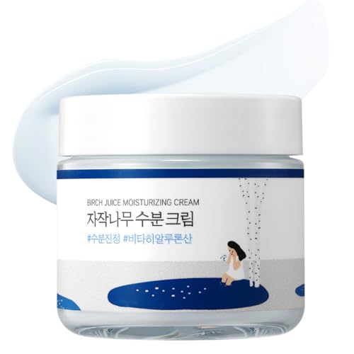 ROUND LAB Birch Juice Moisturizing Cream 2.7 Fl Oz, 48-Hour Deep Hydrating Face Moisturizer with Birch Sap & Vita Hyaluronic Acid for Acne-Prone Skin, Reduces Sebum, Oil, Blackheads, Korean Skin Care Korean Moisturiser