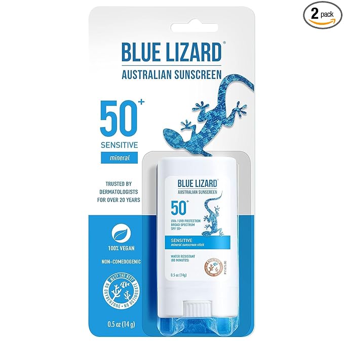 BLUE LIZARD Blue Lizard Spf#50+ Sensitive Stick Australian Sunscreen 0.5 Ounce (Pack of 2) Sunscreen