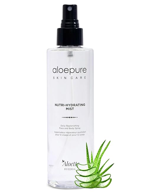 Aloette Nutri-Hydrating Mist After Sun Spray – Aloe Vera Facial & Body Mist with Silk Amino Acids, Vitamins A, E, C & B5 – Hydrating Face, Neck & Skin Spray for a Glowing Complexion – 8oz skincare