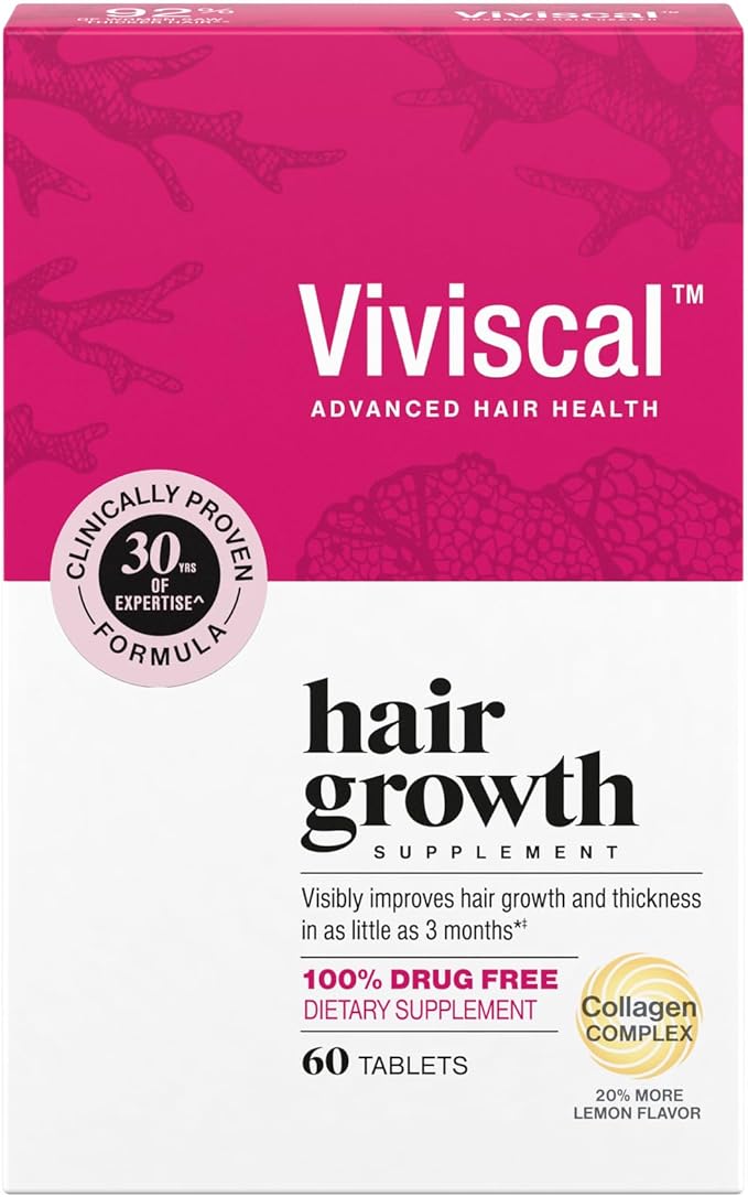 Viviscal Viviscal Hair Growth Supplements For Women For Thicker, Fuller Hair, Nourishes Thinning & Loss, With Proprietary Collagen Complex, 60 Tablets, 1 Month Supply skincare