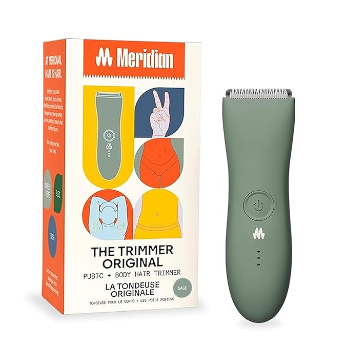 MERIDIAN MERIDIAN The Trimmer Original - Body Hair Trimmer for Men, Electric Shaver for Pubic Hair, Chest, Legs & Bikini, Waterproof & Rechargeable, Sage skincare