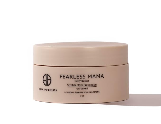 Skin And Senses Fearless Mama Belly Butter – Unscented Stretch Mark Cream for Pregnancy – Natural Moisturizer for Stretch Mark and Scar Care – Deep Hydration for Growing Bellies Moisturiser