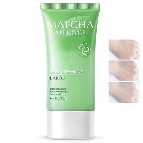 MIESCHER Matcha Facial Scrub Exfoliator Gel, Natural Exfoliating Cleanser, Moisturizing Body Face Scrub Deep Clean for Dry Skin, Blackheads, Acne Face Peeling Gel - Great Gifts For Women & Men Exfoliator