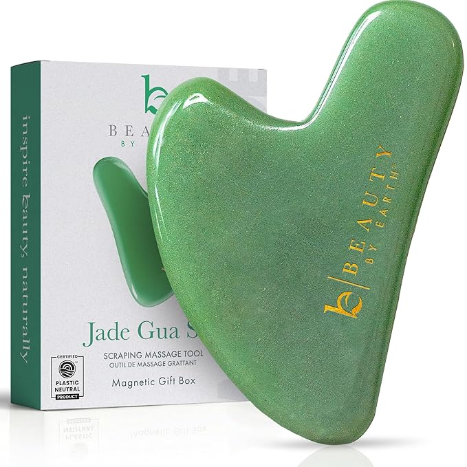 Beauty by Earth Beauty by Earth Jade Gua Sha Facial Tools - Face Sculpting & Massager Tool for Lymphatic Drainage & Jawline Sculpting, Guasha Tool for Face, Eye Depuffer Skin Care Tools Exfoliator