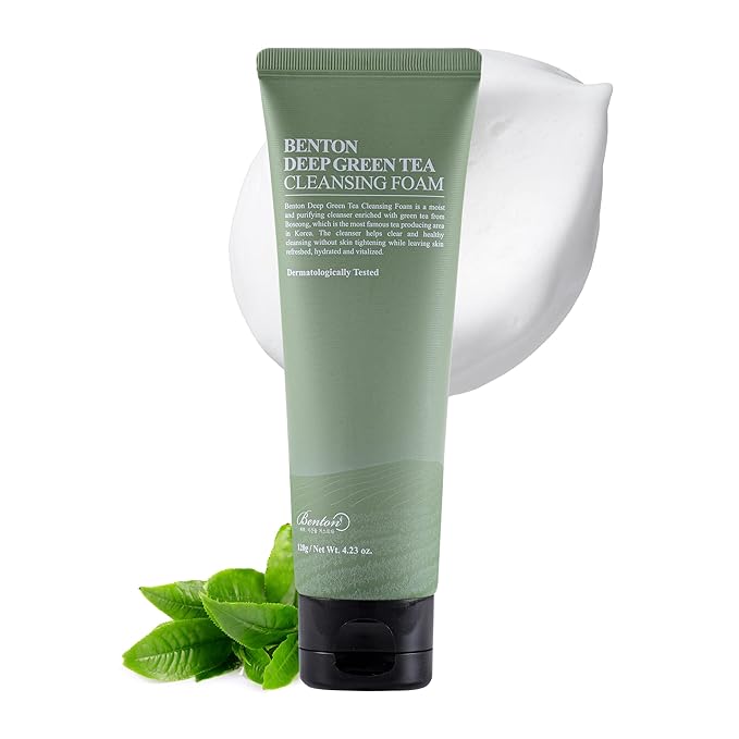 BENTON BENTON Deep Green Tea Natural Face Wash (4.23 oz.) - Hydrating and Gentle Facial Cleanser for Various Skin types, Korean Foaming Facial Cleanser Water Cleanser
