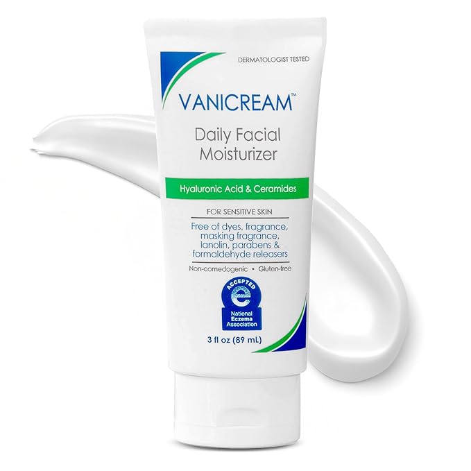 Vanicream Vanicream Daily Facial Moisturizer With Ceramides and Hyaluronic Acid - Formulated Without Common Irritants for Those with Sensitive Skin, 3 fl oz (Pack of 1) Korean face wash