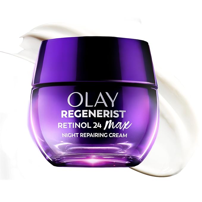 Olay Olay Retinol Night Cream for Women, MAX, Anti-Aging Face Mousturizer, Fragrance-Free, Non Greasy - Anti-Wrinkle, Smooth Fine Lines, Hydrating Skin Care - Triple Collagen Cream, Niacinamide, 1.7oz Moisturiser
