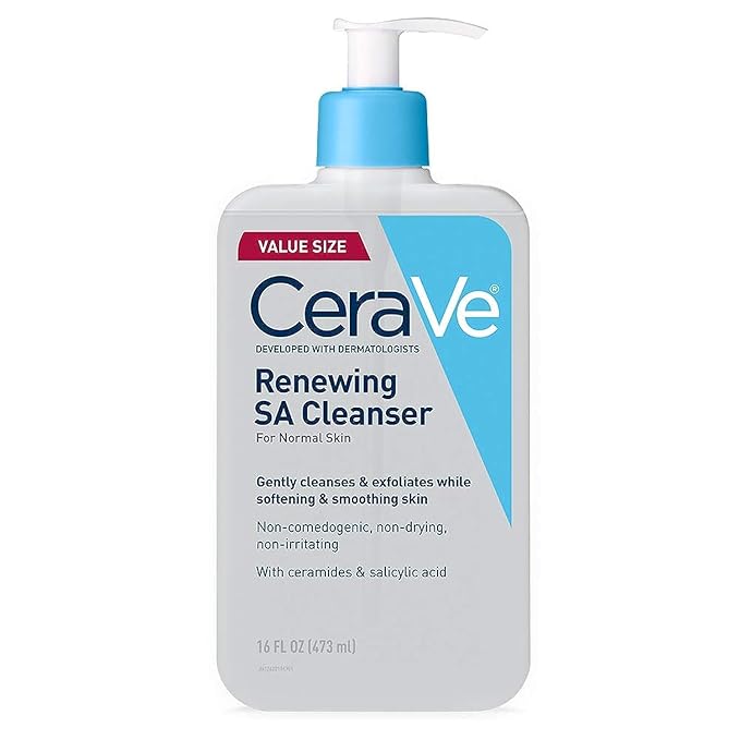 CeraVe CeraVe Renewing Salicylic Acid Cleanser, Formulated With Hyaluronic Acid, Niacinamide, & Ceramides, Gentle BHA Exfoliating Face Wash Smooths & Softens Skin, Non Comedogenic & Fragrance Free, 16 Ounce Exfoliator