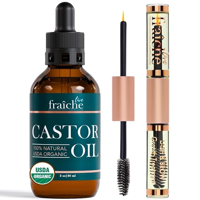Live Fraiche Live Fraiche Organic Castor Oil Lash Serum for Hair Growth, 100% Pure Eyebrow Eyelash Growth Serum, Cold Pressed Hexane Free (2oz Glass Bottle + FILLED Mascara Tube) Korean face wash