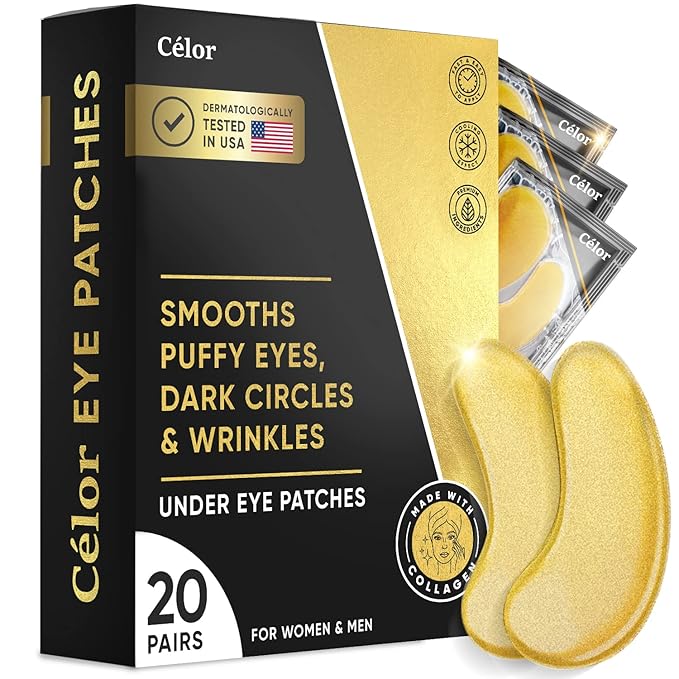 CÉLOR Under Eye Patches (20 Pairs) - Eye Patches For Puffy Eyes And Dark Circles - Under Eye Mask For Beauty & Personal Care - Under Eye Mask Amino Acid & Collagen For Dark Circles And Puffiness by Celor skincare