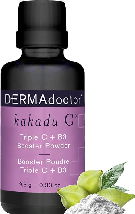 DERMAdoctor DERMAdoctor Kakadu C Dermatologist Formulated Triple C + B3 Booster Powder, Vitamin C Serum Booster and Niacinamide Pore Minimizer for Face, Active Skin Repair for Brightening and Refining - 0.33 oz Serum