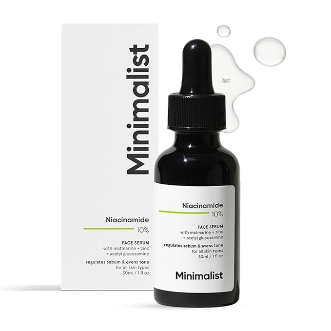 Minimalist Minimalist Niacinamide 10% + Zinc 1%, Smoothing Serum for Blemish-Prone Skin, Reduces Oil, Clears Pore & Acne Marks | For Women & Men | 1fl oz/30ml Serum