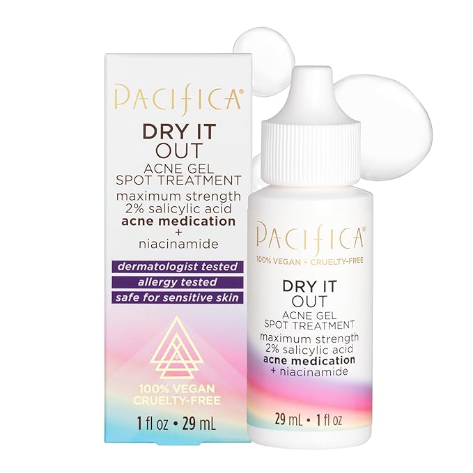 Pacifica Pacifica Acne Spot Treatment & Pimple Cream – Dry It Out Gel with 2% Salicylic Acid, Witch Hazel, Niacinamide – Dries Blemishes Overnight, Fights Breakouts & Redness, For Teens & Adults, Vegan Clean Moisturiser