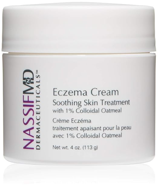 NassifMD Eczema Cream with 1% Colloidal Oatmeal to Relieve Eczema, Skin Irritations or Post Treatment Skin | 4oz Moisturiser