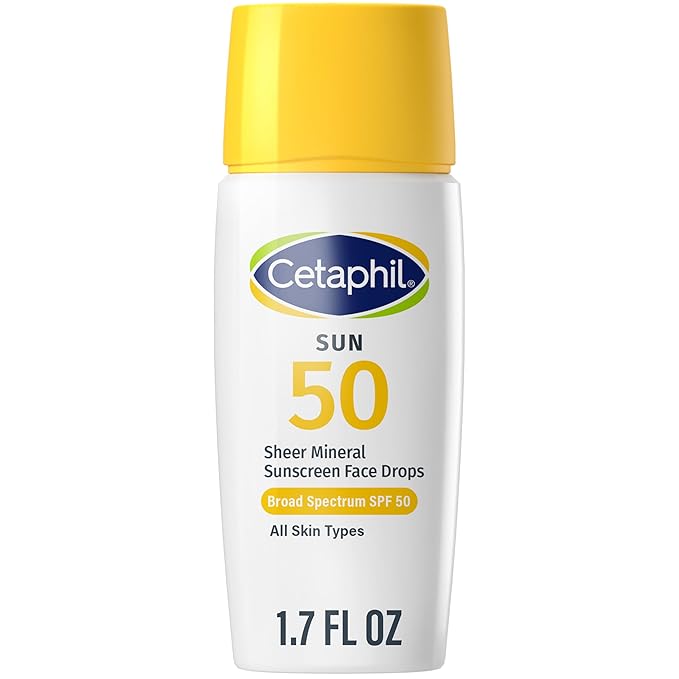Cetaphil Cetaphil Sheer Mineral Liquid Sunscreen for Face, 100% Mineral UVA/UVB Filters, Zinc Oxide Broad Spectrum SPF 50 Formulated for Sensitive Skin, Unscented, 1.7 Fl Oz Sunscreen